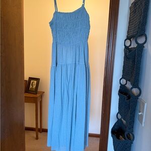 Blue Gingham Maxi Dress